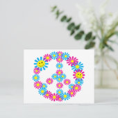 フラワーピースサインw顔 ポストカード (スタンド正面)