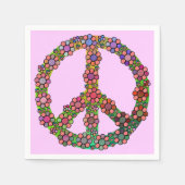 フラワーピース記号のフローラ かわいらし スタンダードカクテルナプキン (正面)