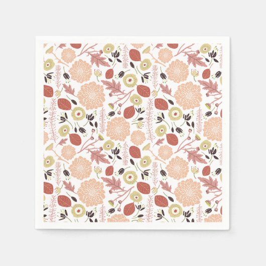 フラワーピーチグリーン植物学 スタンダードカクテルナプキン (正面)