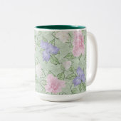 フラワーピ遊ンクラベンダーグリーンアンティークルック ツートーンマグカップ (正面右)