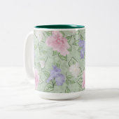 フラワーピ遊ンクラベンダーグリーンアンティークルック ツートーンマグカップ (正面左)