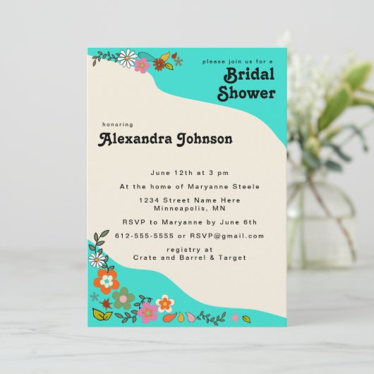 フラワーファンキーパワー70のインスパイアブライダルシャワー 招待状 (スタンド正面)