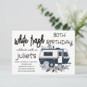フラワーファン・ホワイトトラッシュ 30歳の誕生日招待状 招待状 (スタンド正面)