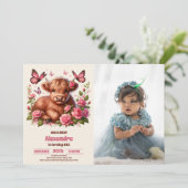 フラワーファーム ホーリーコウ ハイランド 1歳の誕生日 フォト 招待状 (スタンド正面)