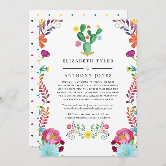 フラワーフィエスタバーチャルウェディング ゲストリスト縮小のお知らせ 案内状 (正面/裏面)