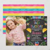 フラワーフィエスタ タコツーデイ メキシカン 2歳の誕生日 招待状 (正面/裏面)