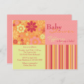 フラワーフィズピンク&オレンジ・ベビーシャワー招待状 インビテーションポストカード (正面/裏面)