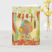 フラワーフィッシュハッピーバースデーカード カード (黄色い花)