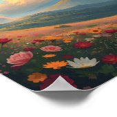 フラワーフィールドに虹 ポスター (角)