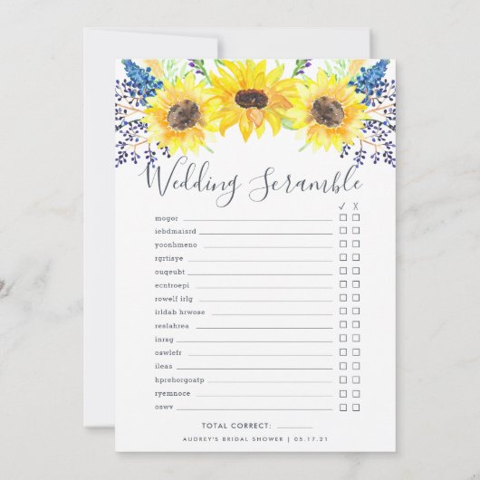 フラワーフィールドの両面仕様の結婚前お茶会ゲーム (裏面)