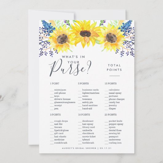 フラワーフィールドの両面仕様の結婚式前お茶会ゲーム (裏面)