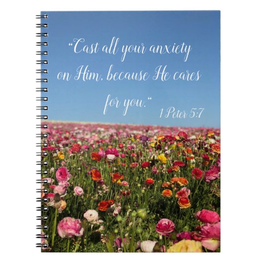 フラワーフィールドジャーナル1 Peter 5:7 ノートブック (正面)