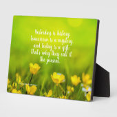 フラワーフィールド今日はギフト感動的引用文 フォトプラーク (側面)