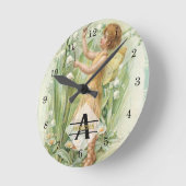 フラワーフェアリーのスノーベルヴィンテージアートモノグラムが命名される ラウンド壁時計 (傾斜)