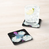 フラワーフェアリーアートバイリーグブルーピンク白黒 コースター (右側)