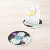 フラワーフェアリーアートバイリーグブルーピンク白黒 コースター (側面)