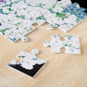 フラワーフェアリーアートバイリーグブルーピンク白黒 ジグソーパズル (側面)