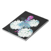 フラワーフェアリーアートバイリーグブルーピンク白黒 ノートパッド (回転)