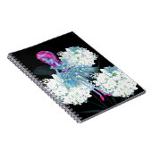 フラワーフェアリーアートバイリーグブルーピンク白黒 ノートブック (右側)