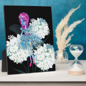 フラワーフェアリーアートバイリーグブルーピンク白黒 フォトプラーク (側面)