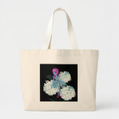 フラワーフェアリーアートバイリーグブルーピンク白黒 ラージトートバッグ (正面)