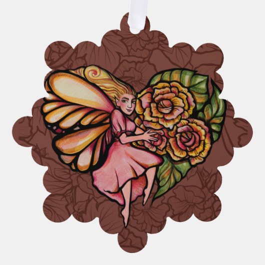 フラワーフェアリーガーデンハート花妖精 オーナメントカード (正面)