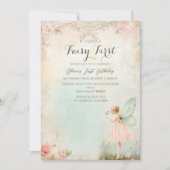 フラワーフェアリーガール誕生日 招待状 (正面)