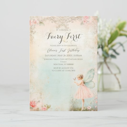 フラワーフェアリーガール誕生日 招待状 (スタンド正面)