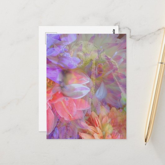 フラワーフェアリーダブルエクスポージャーファンタジーアート ポストカード (正面/裏面インサイチュ)