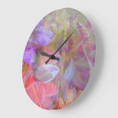 フラワーフェアリーダブルエクスポージャーファンタジーアート ラージ壁時計 (傾斜)