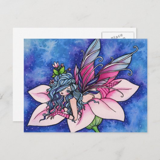 フラワーフェアリーファンタジーアートハガキbyハンナ・リン ポストカード (正面/裏面)