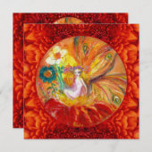 フラワーフェアリーレッドイエローファンタジーパーティー招待状 招待状 (正面/裏面)