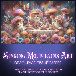 フラワーフェアリー子猫ガーデンパーティーデカップージ 薄葉紙