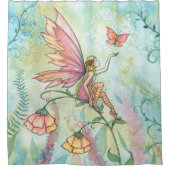 フラワーフェアリー水カラーイラストレーションライトエア シャワーカーテン (正面)