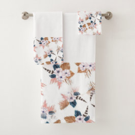 フラワーフェザーぼほ幾何学的タオルセット バスタオルセット