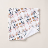 フラワーフェザーぼほ幾何学的タオルセット バスタオルセット (ウォッシュタオル)