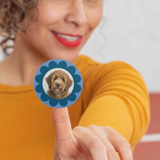 フラワーフォトフレームペットドッグキャットカスタマイズ可能なカラー ラウンドシール