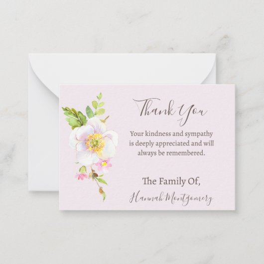 フラワーフォト悔やみや弔慰葬式カード ノートカード (正面)