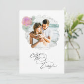 *~*フラワーフォトRSVP + QR AR6バラ結婚のInvite 招待状 (スタンド正面)