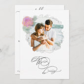 *~*フラワーフォトRSVP + QR AR6バラ結婚のInvite 招待状 (正面/裏面)