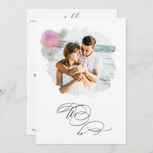 *~*フラワーフォトRSVP + QR AR6バラ結婚のInvite 招待状 (正面/裏面)