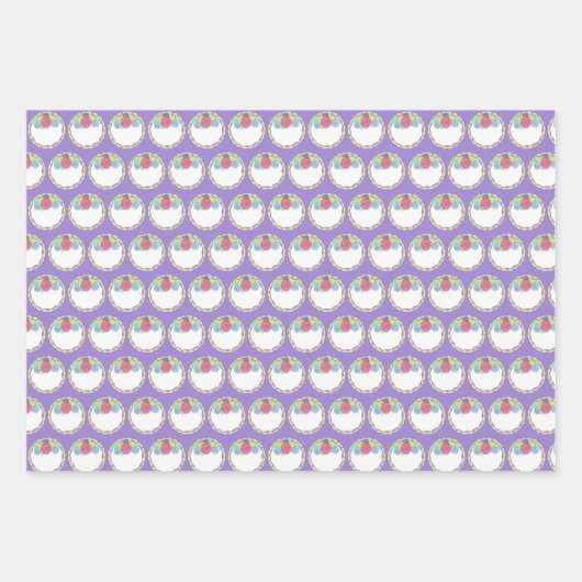 フラワーフォンダント ローズ ウェディングケーキ パープルハート ラッピングペーパーシート (正面3)