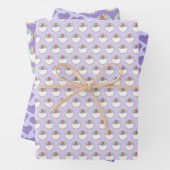 フラワーフォンダント ローズ ウェディングケーキ パープルハート ラッピングペーパーシート (インサイチュ)