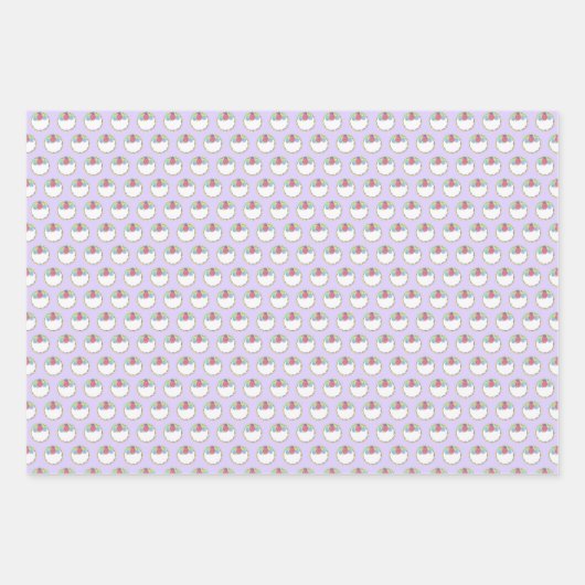 フラワーフォンダント ローズ ウェディングケーキ パープルハート ラッピングペーパーシート (正面)