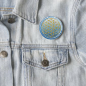 フラワーフォーライフ / ブルーメ デス レーベンス - ゴールド ブルー 缶バッジ (インサイチュ)