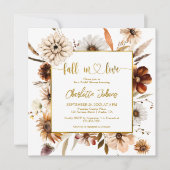 フラワーフォールインラブ テラコッタゴールド ブライダルシャワー 招待状 (正面)