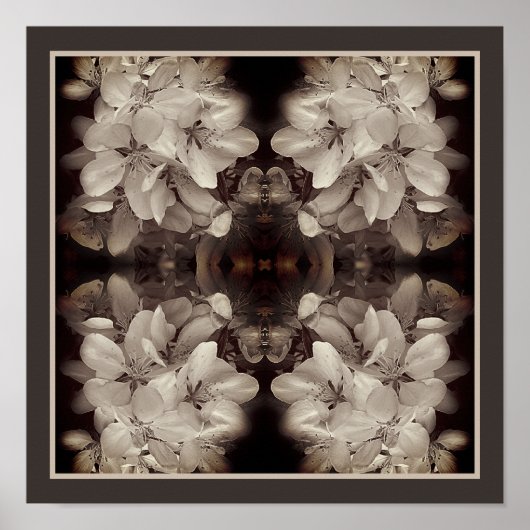 フラワーフラワーズ白黒抽象芸術ヴィンテージ ポスター (正面)