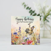 フラワーフランスのフィールドにブルドッグ誕生日水色 (スタンド正面)