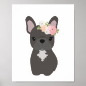 フラワーフランスの・クラウン・キッズポスター付きブルドッグ・ドッグ ポスター (正面)