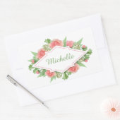 フラワーフレームのシールにあなたの名前 長方形シール (封筒)